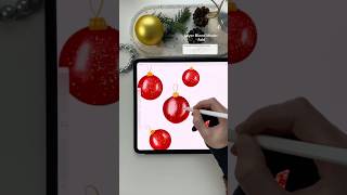 Easy Watercolor Drawing Christmas Baubles short drawing watercolor procreate [upl. by Iloj]