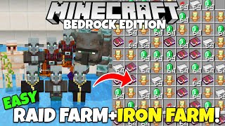 Minecraft Bedrock EASY RAID FARM  IRON FARM Tutorial MCPE Xbox PS5 PC [upl. by Aterg809]