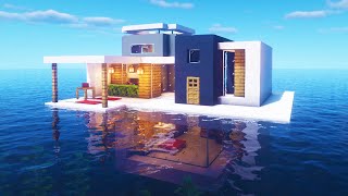 Minecraft Tutorial How To Make A Modern House on The Water With a Hidden Base quot2020 Tutorialquot [upl. by Hgielrahc]