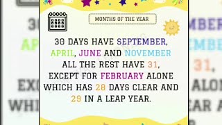 30 days have September rhyme  30 days have September April June and November  Nursery Rhymes [upl. by Lehpar655]