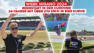 Rennstart in der Curvone bei 270 kmh Letztes Rennen amp grandiose Stimmung – WorldSBK Misano 2024 [upl. by Kirchner]