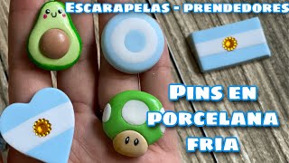 COMO HACER PRENDEDORES  PINS  BROCHES  ESCARAPELA EN PORCELANA FRIA [upl. by Eliott961]