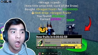 Hunting 50 Hours Mirage Island To Get New DRAGON FRUIT From Advanced Fruit Dealer in Blox Fruits [upl. by Haramat]