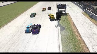 iRacing Advance Legends Cup Idiot comes flying over the top and crash into the fence [upl. by Alleunam]