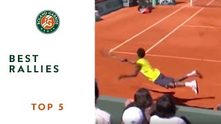 Top 5 Best Rallies  RolandGarros [upl. by Thesda]