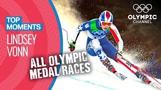 Lindsey Vonn  ALL Olympic Medal Races in Full Length  Top Moments [upl. by Oicatsana508]