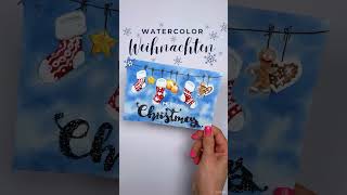 Watercolor DIY Weihnachtskarten watercolorweihnachten diyweihnachtskarten kartenbasteln [upl. by Adev]