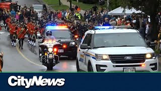 Police from across Canada march in Fredericton funeral procession [upl. by Clower]