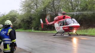 HD Start Rettungshubschrauber DRF Unfall Beutelsbach Christoph 51  tödlicher Unfall [upl. by Ettelimay]