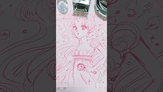 【プリンセスセレニティ🌜️💖】ガラスペンで1発描きsailormoon イラストメイキング shorts manga [upl. by Liakim626]