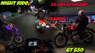 25 Lakh ke Exhausts😍❤️  Continental gt 650 Kawasaki z900 ke sath Night Ride [upl. by Hgielrac25]