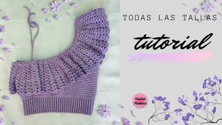 🌸Tutorial de TOP TEJIDO una manga con olan ✨ Crochet Fácil 💜 [upl. by Fulviah]