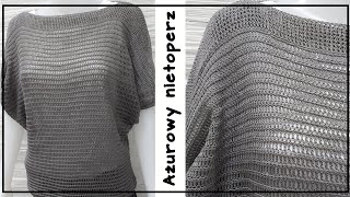 NR26 Crochet Lace Batwings Blouse Top Letnia Bluzka z kordonka na szydełku Nietoperzowy Rękaw [upl. by Flin]