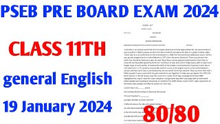 pseb pre board class 11th general english paper 19 January 2024 important [upl. by Attenyt]