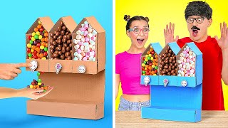 COOL DIY CARDBOARD VENDING MACHINE FOR CANDY  School Crafts amp Cute Ideas for Parents by 123 GO [upl. by Intosh583]