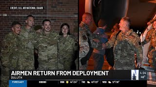 148th Fighter Wing airmen return from 3month deployment [upl. by Kipper]