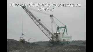 Draglines digging up fossil layers at PCS phosphate mine in Aurora NC [upl. by Nire]