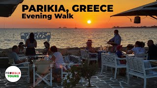 Parikia Greece Evening Walk  Island of Paros  4K with Captions [upl. by Airot]