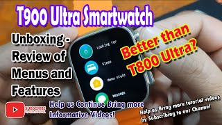 T900 Ultra Smartwatch  Unboxing Review of Menus and Features [upl. by Mighell]