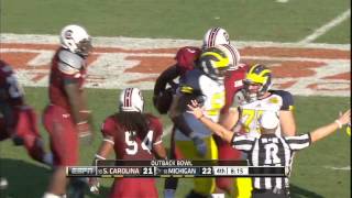 Jim Ross Calls Jadaveon Clowney Hit on Michigan Running Back [upl. by Enileuqaj]