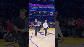 Los Angeles California Love 💙 Dodgers Bring Trophy to Lakers Court Dodgers Lakers Dodgers LA [upl. by Irabaj]