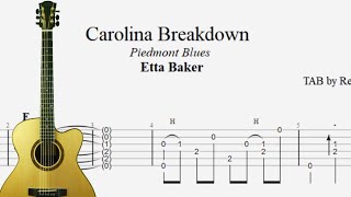 How to play Carolina Breakdown by Etta Baker Piedmont Blues TAB [upl. by Ylrahc]