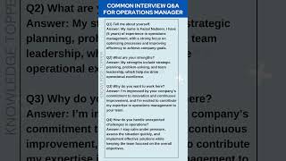 Most Common Operations Manager Job Interview Questions and Answers [upl. by Jewell]