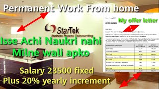 Permanent Work From Home  Company Startek  Salary 23500 fixed [upl. by Saidnac698]