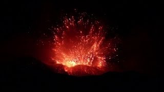 MOUNT ETNAS STUNNING ERUPTION LIGHTS UP THE SKY  BBC NEWS [upl. by Klockau532]