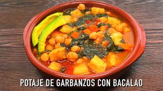 Potaje de Garbanzos con Bacalao  Cocina Con Fujita [upl. by Anilegnave531]