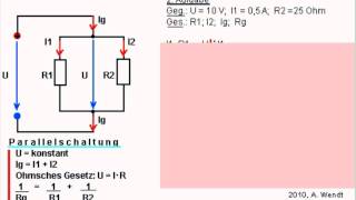 Parallelschaltung mit 2 Widerständen 4 Beispielaufgaben [upl. by Odraude250]