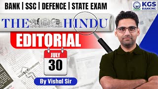 The Hindu Editorial Analysis 30 July  Editorial by Vishal Sir  Bank  SSC  Defence amp State Exams [upl. by Cornel]