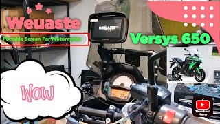 Weuaste Portable AppleAndroid Carplay Screen for Motorcycle  Full Installation Video  Versys 650 [upl. by Annot]