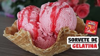 SORVETE CASEIRO DE GELATINA DE MORANGO 95 Receitas de Pai [upl. by Geaghan]