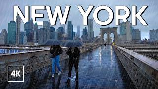 RAINY WALK along the Brooklyn Bridge NYC [upl. by Nohsauq616]