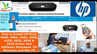 How to Install HP Envy 4500 4502 4504 4505 4520 4525 5530 amp 5535 Driver  Software To Your PC [upl. by Lednahs]