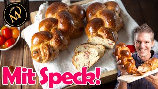 Klassisches Speckzopf Rezept mit Tipps zum 2 Strang Zopf flechten  Butterzopf mit Speck [upl. by Onia470]