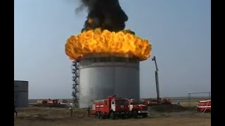 Тушение РВС5000Fireextinguishing of VST 5000 m3 [upl. by Reta913]