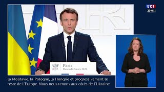 Guerre en Ukraine  lallocution dE Macron en Replay [upl. by Ordnaxela536]