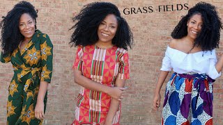 GRASSFIELDS CLOTHING TRYON HAUL AFRICAN PRINT CLOTHING BLACK OWNED BUSINESS [upl. by Aleb]