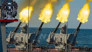 Russian Navy in Action Gun Fire AK630M2 CIWS RBU 6000 Massive in the Free Sea [upl. by Wilbert]