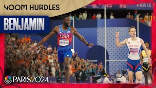 Rai Benjamin gets REDEMPTION in 400m hurdles win over Karsten Warholm  Paris Olympics  NBC Sports [upl. by Zerline132]