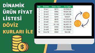 EXCELDE DİNAMİK FİYAT LİSTESİ OLUŞTURMAK  GÜNCEL DÖVİZ KURLARI İLE  2020 [upl. by Gretna763]