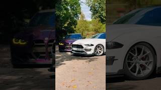 Mustang on Beamer action mustangenthusiast automobile exhaust cartok mustanggt car bmw m4 [upl. by Faustus]