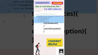 Java Interview Question No 9  How to read data from file using try with resources [upl. by Gladys]