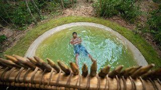 Building The Most Beautiful Jungle Survival House with Swimming Pool Around by Ancient Skills [upl. by Els]