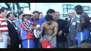 Manny Pacquiao Joshua Clottey Weigh In at Cowboys Stadium [upl. by Palladin]