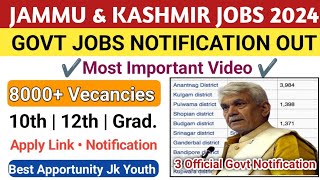 JampK Govt Jobs 10th12th Pass 2024 JampK Jobs Schemes JampK New Jobs Notifications Jk Youth Jobs 2024 [upl. by Nessej707]