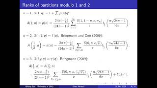 Qihang Sun University of Lille  Exact formulae for ranks of partitions [upl. by Ybur]