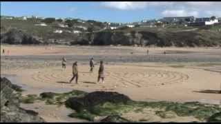 Building a Labyrinth on Mawgan Porth Beach [upl. by Athey]